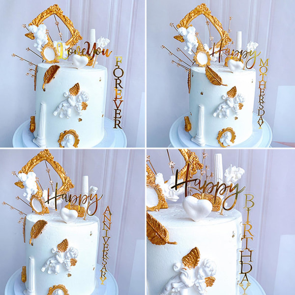 Cake Topper Retvinklet design Non-stick Glat overflade Smuk akryl Fødselsdagskage Topper Festindretning Tianyuhe 1