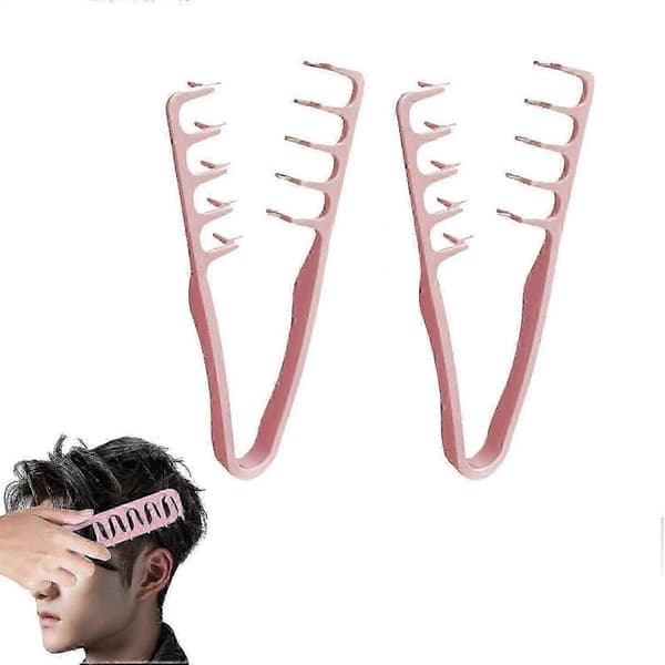 2PCS Texture Comb, Wide Tooth Combs, Volume Tool for Roots, Seam Coverage, Bangs, Lightweight Grooming Accessories, Ideal for Curly Hair NEW Pink