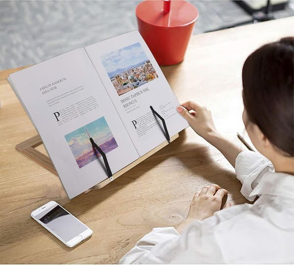 Læsestativ, kogebogs- og opskriftsbogholdere, foldbart bogstativ, justerbar kogebogsholder, ideel til bøger iPad-tablets