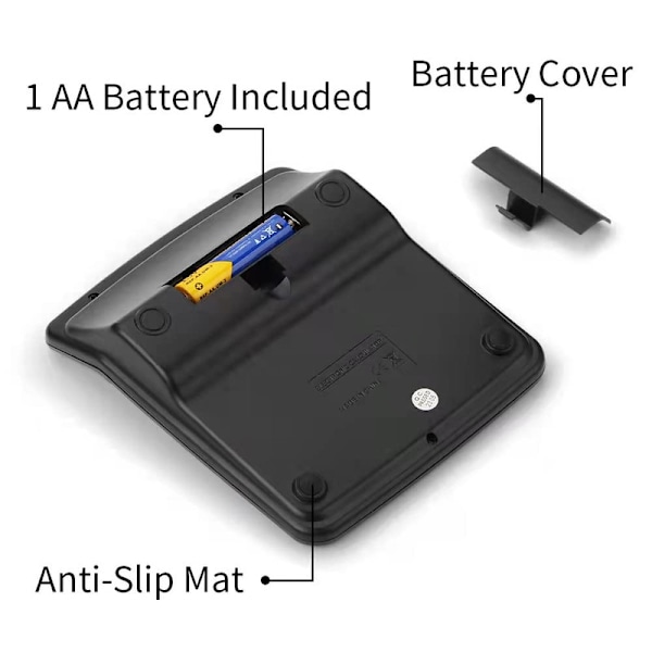 Bordregner Solcelle & Batteridrift 12 Cifre Stor LCD-skærm med Inkluderet AA-batteri til Virksomhed Kontor Skole Hjem (klassisk sort)