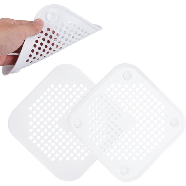 2 st silikonavloppsskydd, diskbänksfilter med sugkopp Duschavloppsskydd för att fånga hår, används i badkar badrum kök (vit)