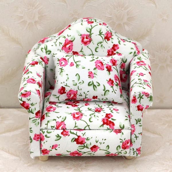 Moderne miniatyr 1/12 enkel sofa og teppe gulvbelegg modell dekorasjon