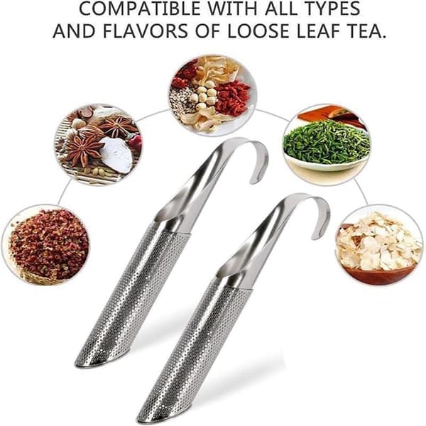 2 stk. teinfusere i rustfritt stål, tesiler for løs te, tesiler i rustfritt stål for løs te, teinfuser for løse teblader