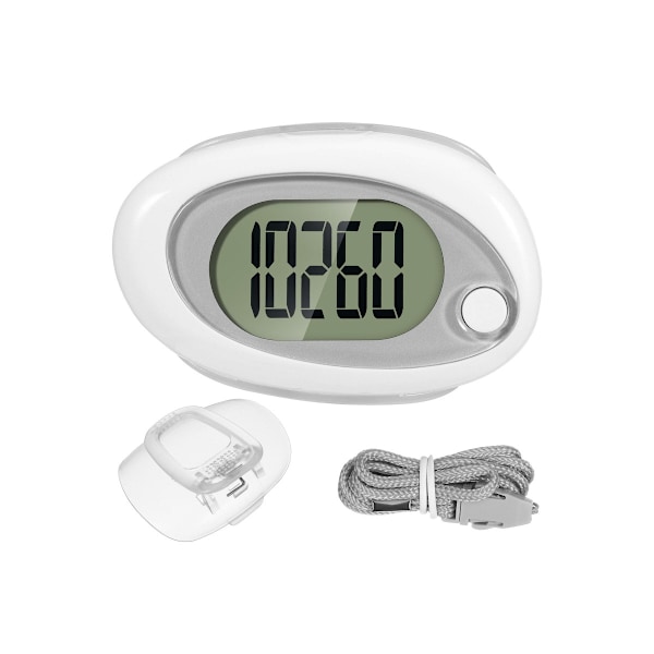 Janaya Fashion Portable Pedometer Walking Step Counter with Clip/Strap, White