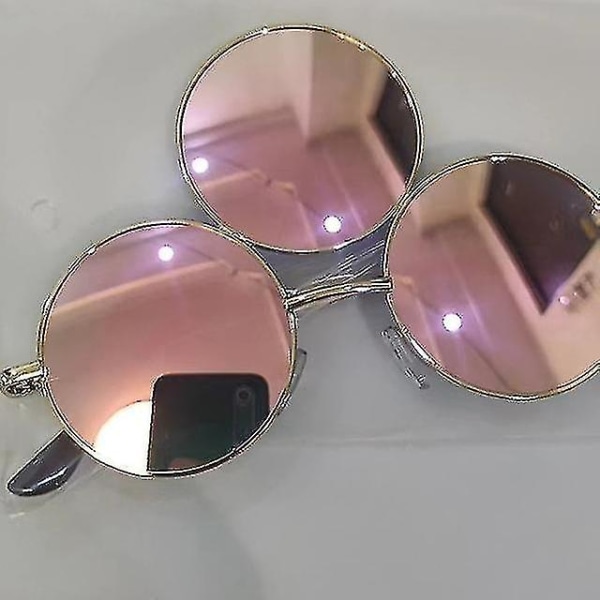 2023 Nye Third Eye Runde Solbriller Kvinner/Herre Reflekterende Speilvendte Svarte Holiday Solbriller Tre linser Eyewear Shades Uv400 pink