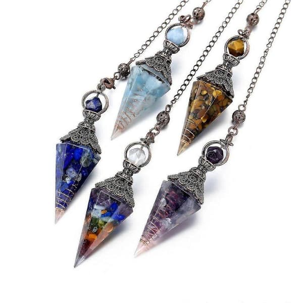 Natural Quartz Crystal Pendulum Healing Chips Stone Reiki Chakra Chain Pendant