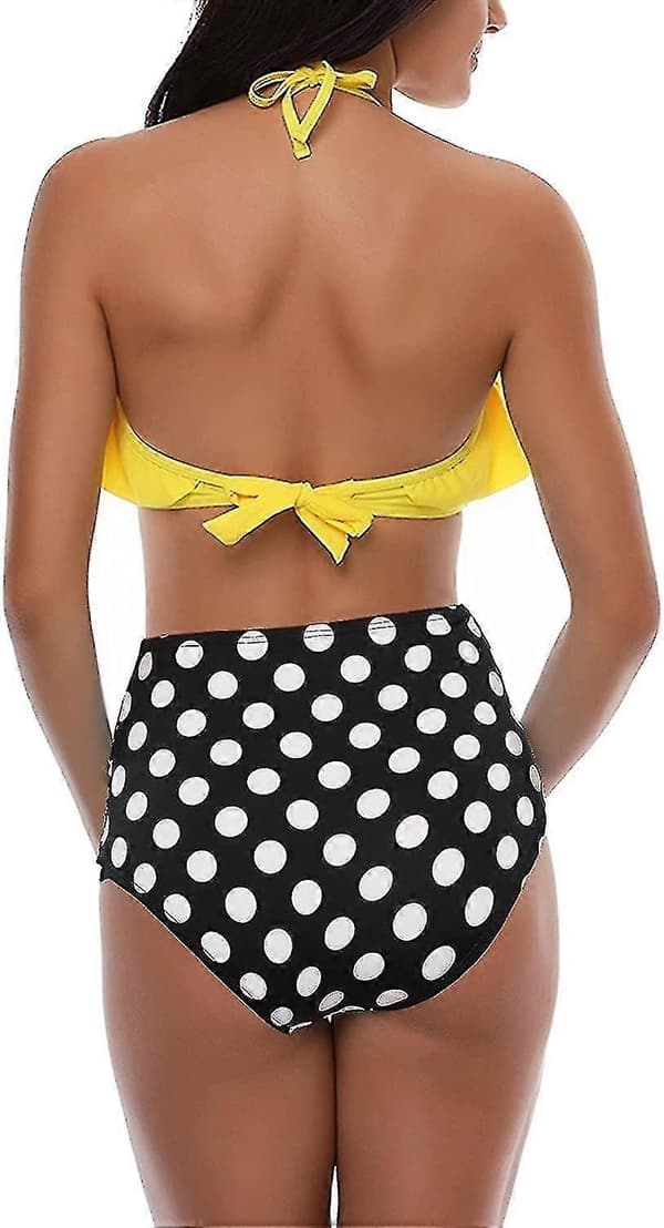 Piger Badedragt Todelt Bikini Sæt Flæse Falbala Badedragt D Yellow 2-3T