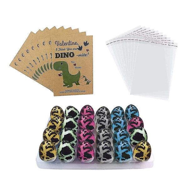 Dinosaurusjuhlatarvikkeita - Dinosaurusten syntymäpäiväjuhlatarvikkeet - 24 pakettia kuoriutuvia dinosaurusten munia kortilla