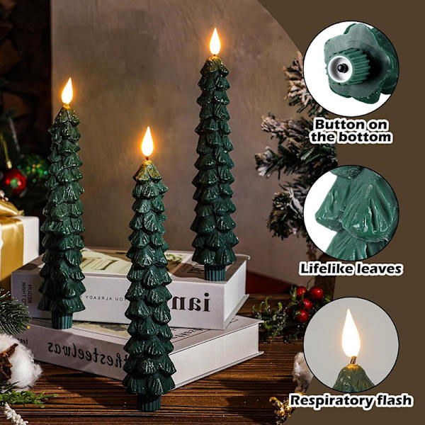 Fjernstyrte Flammeløse Spisse Lys For Tre Med Flimmereffekt LED Batteridrevne Lys 4pcs
