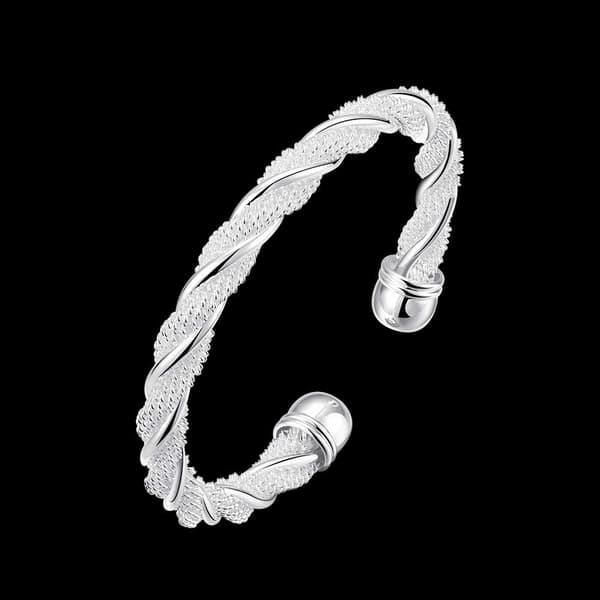 925 Sølv Facetteret Mesh Armbånd Simpel Glat Armbånd Kvinders Smykker Gave