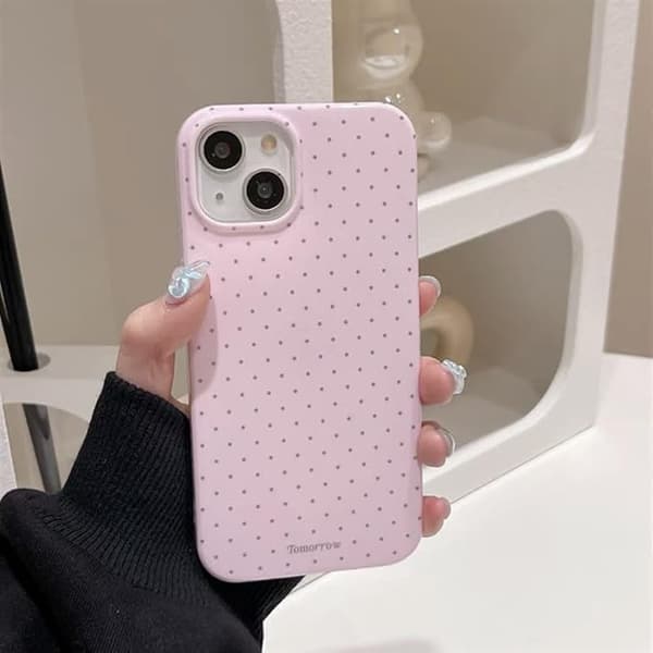 inewateri Compatible with iPhone 15 Case, Cute Fashion Dotted Design, Soft TPU Slim Protective Case Pink Pink iPhone15