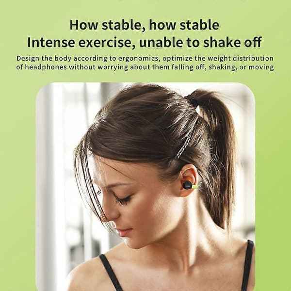 Öronklämma Bluetooth-headset smärtfritt icke-påträngande trådlöst sportklämma Bluetooth-headset superlång batteritid green