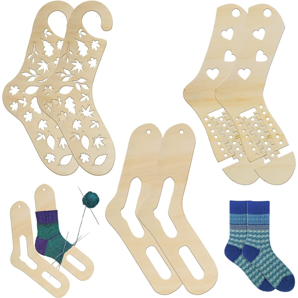3 par sockstickmönster Verktyg för barn Vävning Stickning Silikonstrumpor Form Trä Bruna strumpor Rack Glänsande barn