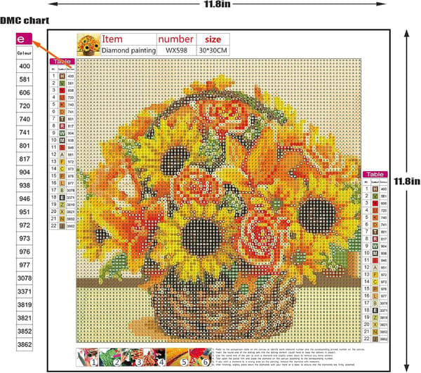 5D diamantmålning blommor, DIY väggdekoration 30x30 cm