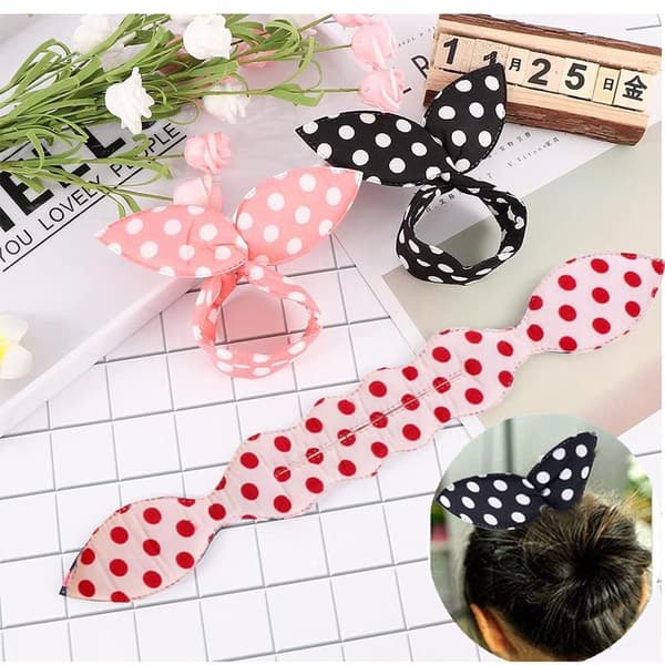 Hair Bun Maker, 4 Pcs Magic Rabbit Ears Styling Curl Bun Maker Flexible Reusable Bun Crown Twister
