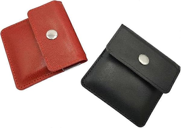 2-pack röd och svart läderaskficka - Kompakt luktfri och brandsäker bärbar och diskret askkopp
