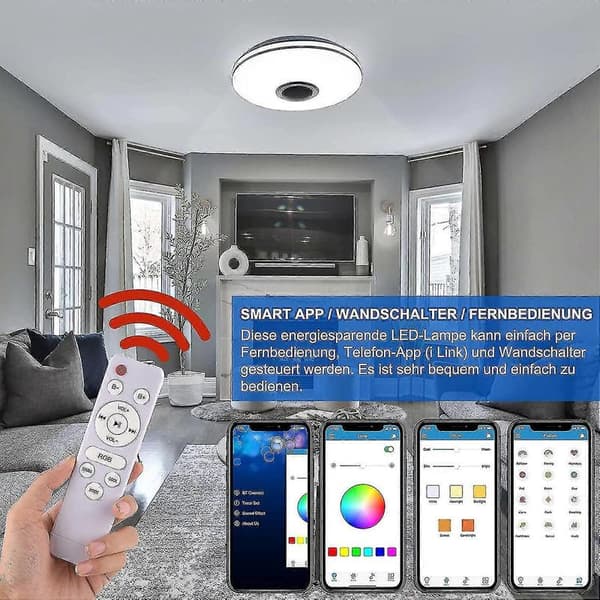 [LCS] 36W LED Ceiling Light Dimmable with Bluetooth Speaker, LED Ceiling Light with Remote Control or App