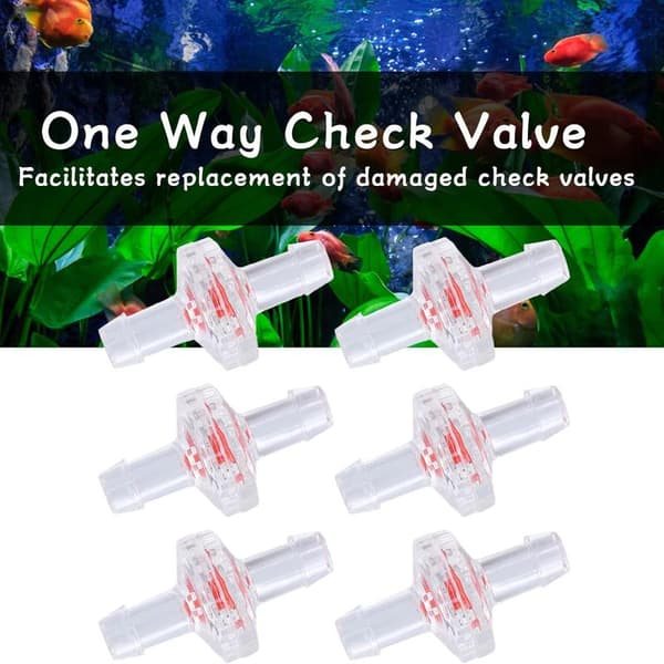 6 Pieces 7mm Check Valves, PP Plastic One-Way Check Valve, One-Way Valve, Ozone Resistant Connection Pipe with Water Stop Diaphragm