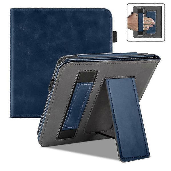 Premium stativfodral för 7\" Kobo Libra Colour - PU-läder med handrem Blue