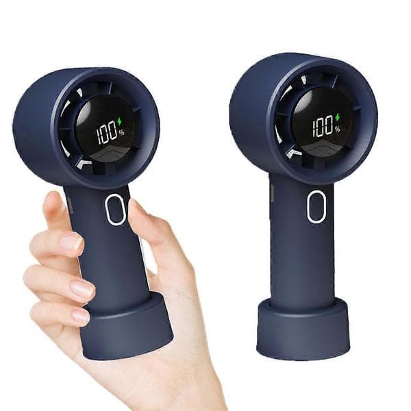 Bærbar Håndholdt Turbofan Med Digitalt Display 1500mAh Batteri Mini Håndventilator Blue One Size