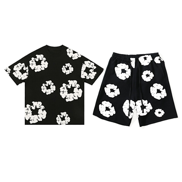 Denim Tears Sommersæt til mænd, kortærmet, sort Black Black XL