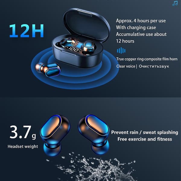 E7S Langaton 5.0 Bluetooth-kuuloke Bluetooth-kuuloke Langaton kuuloke pink