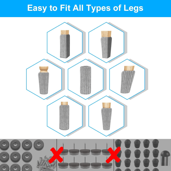 Stolstrumpor för stolsben, 24st stolstrumpor i filtmöbler, halkskydd för passar stolsben, undvik repor och buller