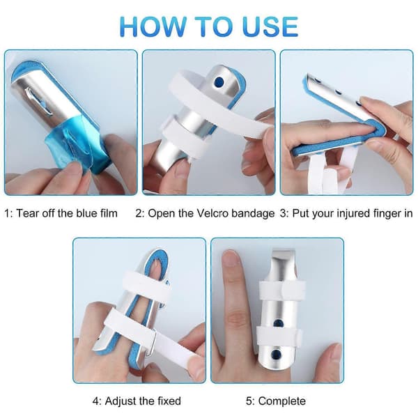 10 Stykker Fingerskinner Metal Polstret Fingerstøtte Fingerstabilisator med Blød
