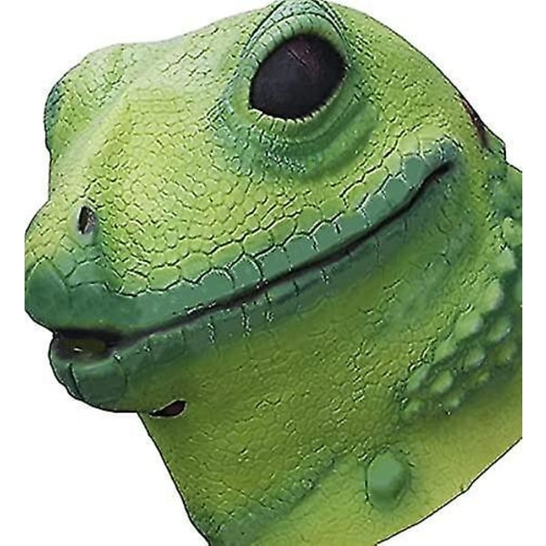 Ghyt Lizard Hodemaske Halloween Kostyme Rekvisitter Voksenfest Realistisk Animal Latex Masker Grønn Lizard Hodeplagg