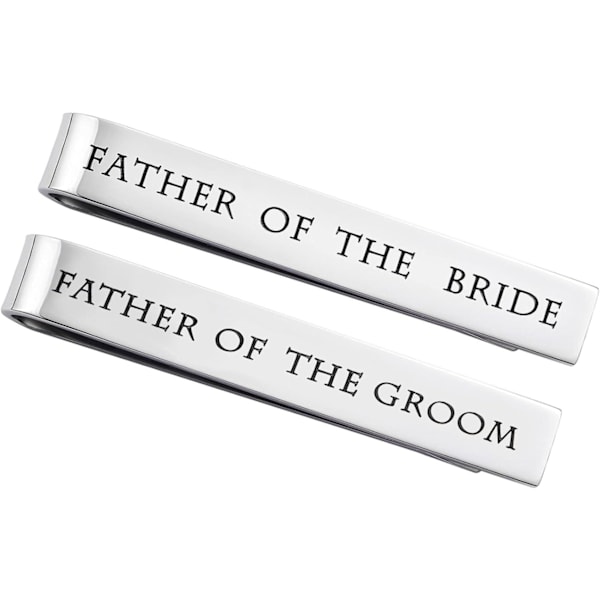 Rustfrit Stål Slipsenål Bryllupssæt - Fars Slipsenål Set of 2 White