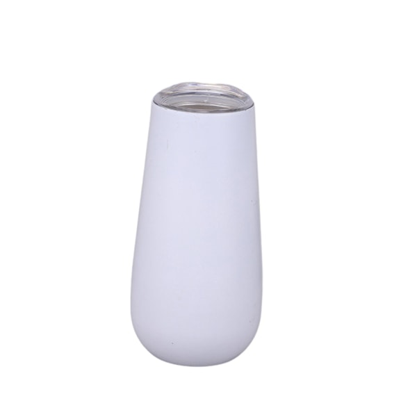 180ml Eggshell Cup U-muotoinen lämmönkestävä ruostumattomasta teräksestä valmistettu viiniolutmuki roiskeenkestävällä kannella Ergonominen kannettava muotoilu helppoon juomiseen TYuHe White