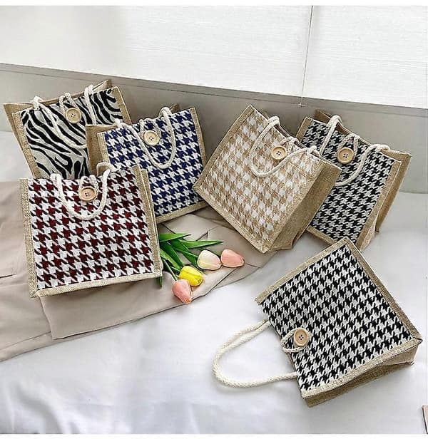 3-pack tygväska bärbar resehandväska söta axelväskor strand picknick lunchlåda väska