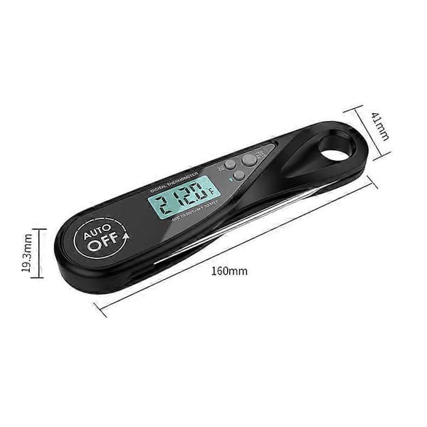 Stegetermometer, øjeblikkelig elektronisk termometer med probe, til madlavning, grill, væske - sort