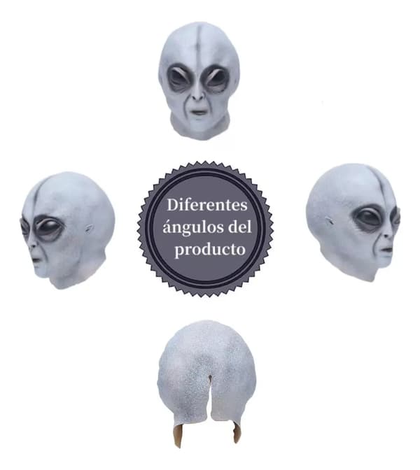 Grå Alien Maske Ekstraterrestrial Latex Halloween Horror