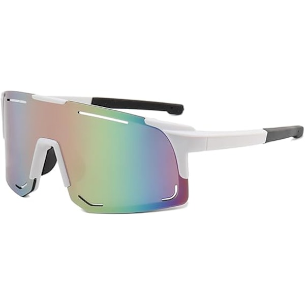 Polariserte solbriller for menn og kvinner, farget speillinse, UV-beskyttelse, ski, sykling, løping, strand, fiske White-pink