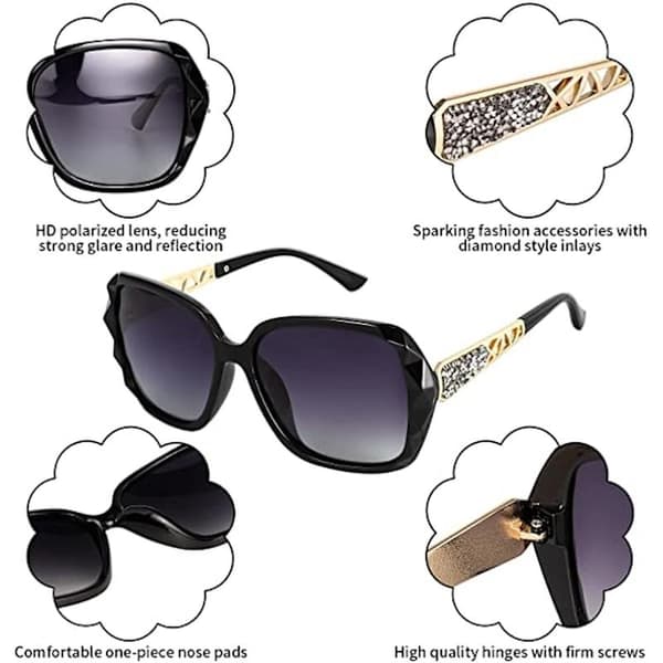 2 stk. Store solbriller for kvinner, klassiske trendy dame solbriller UV4