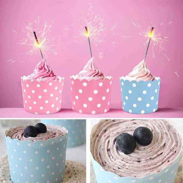Cupcakeforme, 100 stk. Muffinforme Muffins Cupcake Cupcake Wrappers Papir Engangs Kage Bagekop Muffins Bageforme til Fødselsdag (Blå Pink)