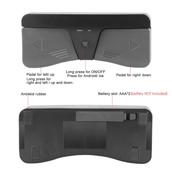 Intelligent trådløs Bt Page Turner-pedal kompatibel med Ios- og Android-enheder Smarttelefoner Tablets Universalt tilbehør til musikinstrumenter