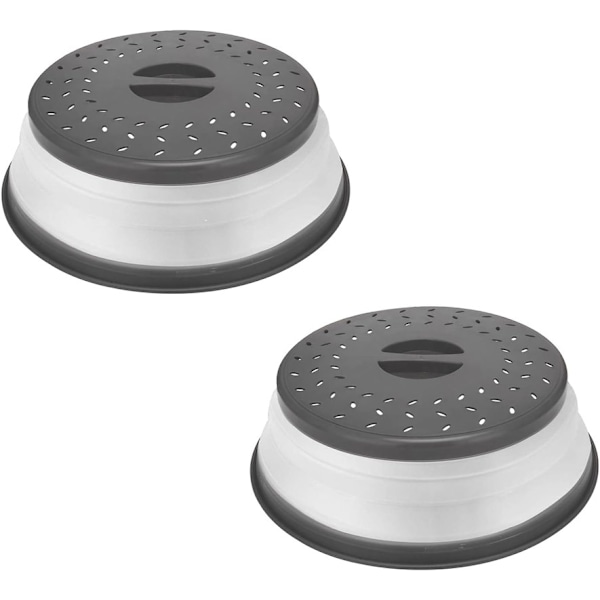 Foldbar mikrobølgeovnslokk for mat, sprutbeskyttelse for mikrobølgeovn, sil, oppvaskmaskinsikker, 2-pakning Grå Grey 2pcs
