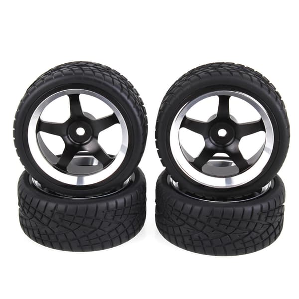 4xRC1:10 On-Road Bil Fiskemønster 65mm Gummidæk Legering 5-Eget Fælg Sort