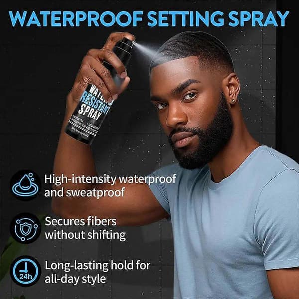 Vattenresistent Hårfiberspray, Extra Stark Hårlinjeförbättrande Fixeringsspray för Svart Hår, Barberarförbättring och Fylligare Finish, 120ml 2pcs