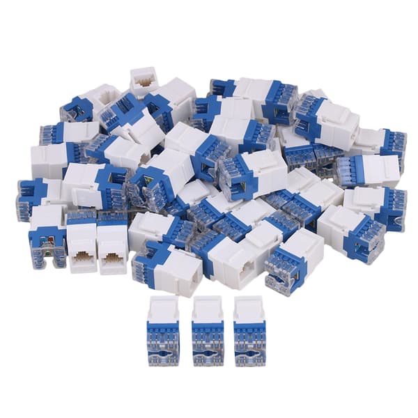 50 STK Cat6 RJ45 Gigabit Koblingsadapter til Keystone Panel 180 Grader
