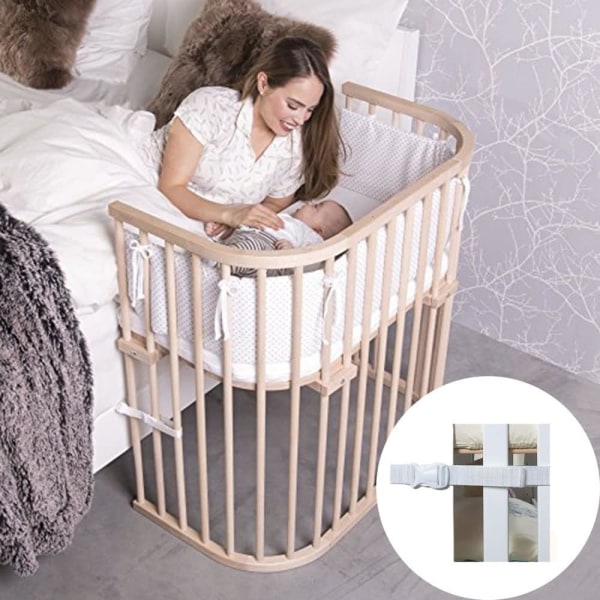 Baby krybbe strop, 8M justerbar sideseng vedhæftning, universel sideseng beskyttelsesstrop til sengetøj Box Spring seng