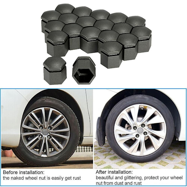 20 st 19MM Grå Bil Hjulmutter Skydd Bult Kapsel Passar för Vauxhall Opel grey