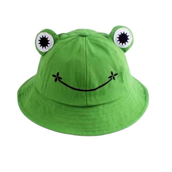 Voksen tenåring Froskehatt, Søt Froskebøttehatt, Bomullsbøttehatt Morsom Hatt Bøttehatt Herre Kvinner (Grønn) SQBB