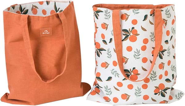 Dobbeltsidig bomull-lin tote bag handlepose bomull skulderveske vendbar lerret messenger bag for kvinner barn