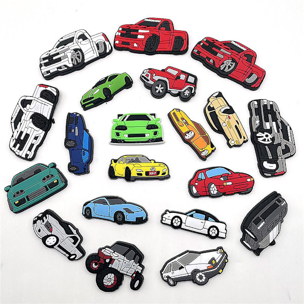 23 Pcs Car Themed Shoes Charms For Crocs Clog Sandals Decoration Accessories Gifts