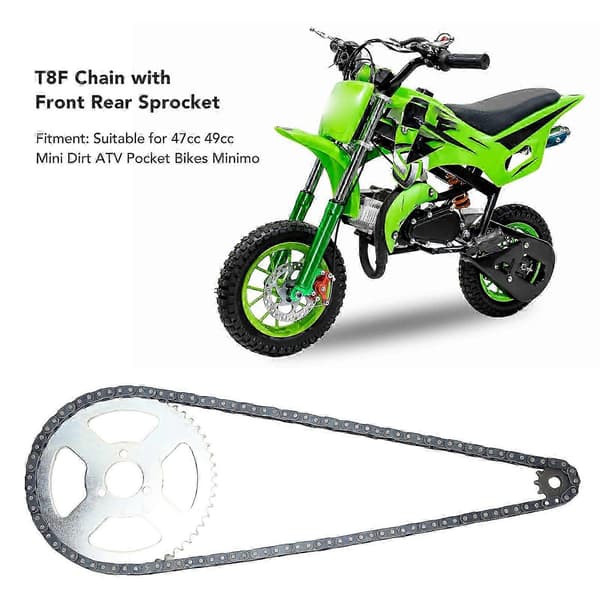 T8F For- og Bagkædehjulskæde Høj Styrke til 47cc 49cc Mini Dirt ATV Pocket Bikes Minimo