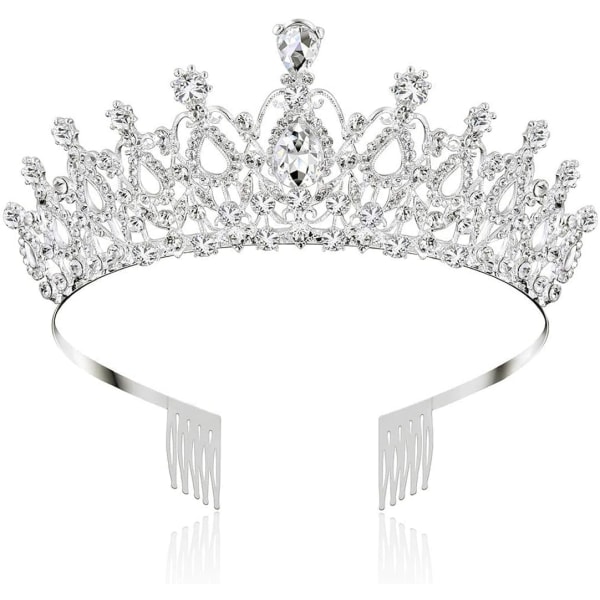 Tiara Crystal Crown, Tiara med strass kam för bröllopsfest Bröllopsbal Prinsessfester Födelsedagskrona