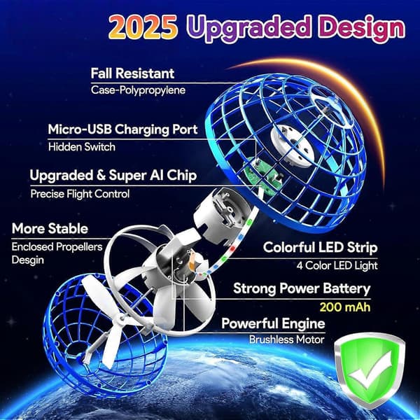 2026 Flyvende Orb Ball, Boomerang Hover Space Ball Flyvende Spinner, Orb Drone Orbit, Kul Leke
